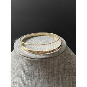 Vtg Bangle Cuff Bracelet Gold Tone Stackable Estate Set (2) Capsule Minimalist